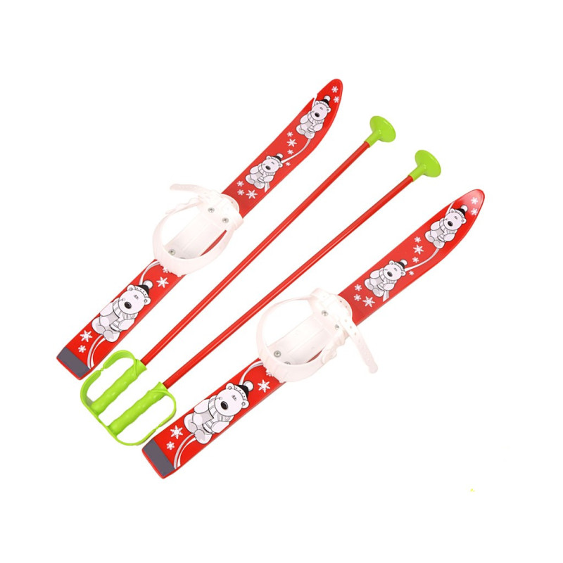 NARTY Z KIJKAMI 70 CM MOLTI misie czerwone