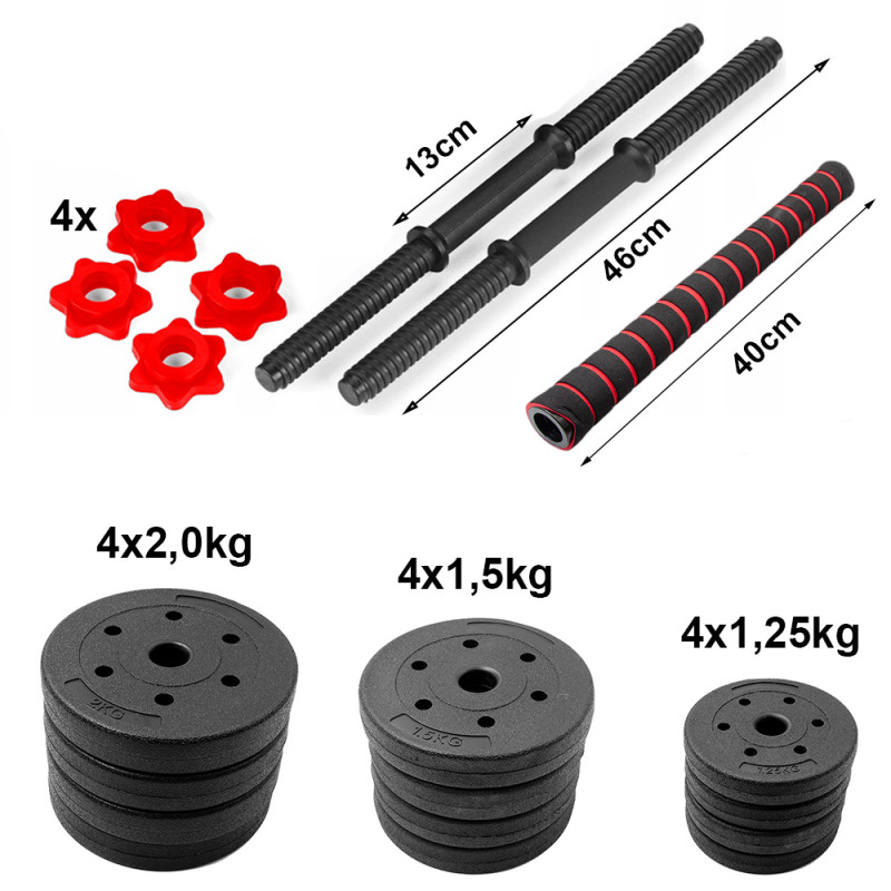 ZestawHantle bitumiczne+sztangaMOLTI HBS001 2x10kg