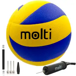 Zestaw do siatkowki Molti PS002: Pilka rozmiar 5 z pompka - Zestaw 2w1