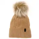 Czapka damska z wełny merino MOLTI z pomponem brązowa - Ciepła i stylowa