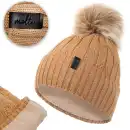 Czapka damska z wełny merino MOLTI z pomponem brązowa - Ciepła i stylowa