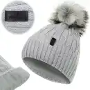 Czapka damska zimowa z wełny merino MOLTI szara z pomponem