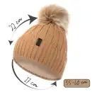 Czapka damska z wełny merino MOLTI z pomponem brązowa - Ciepła i stylowa