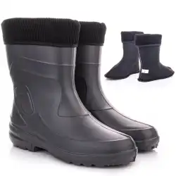 Kalosze damskie MOLTI JE080 grafitowe z ocieplaczem | Wygodne i lekkie