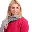 Szary szalik damski z wełny merino MOLTI - Ciepły i elegancki