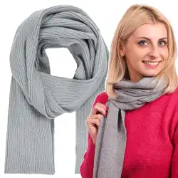Szary szalik damski z wełny merino MOLTI - Ciepły i elegancki