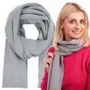 Szary szalik damski z wełny merino MOLTI - Ciepły i elegancki