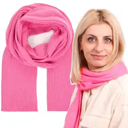 Różowy Szalik Damski Wełna Merino MOLTI - Ciepły i Stylowy