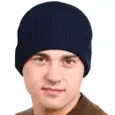 Granatowa czapka męska z wełny merino MOLTI CZM101 | Ciepła i stylowa
