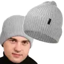 Czapka męska MOLTI z wełny merino jasnoszara - Ciepła i stylowa