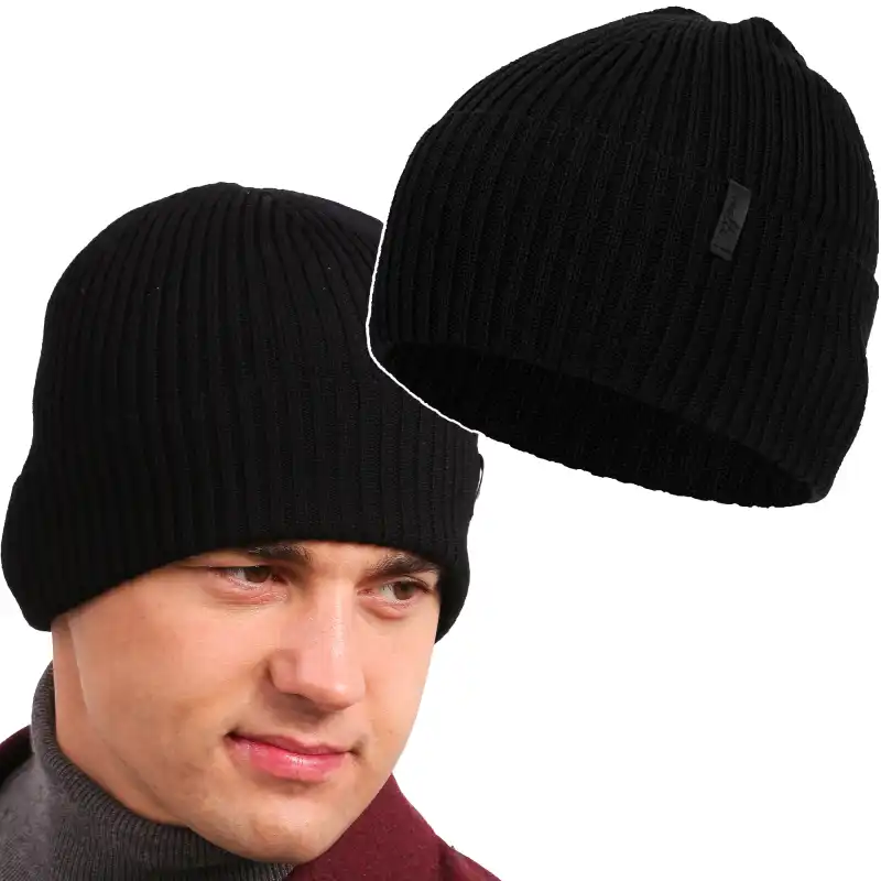 Czapka męska MOLTI CZM101 czarna – Wełna Merino 100% | Jakość Premium