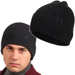 Czapka Męska z Wełny Merino MOLTI Ciemnoszara - Ciepła i Stylowa