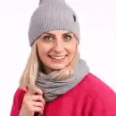 Damski komplet z wełny merino MOLTI szary - czapka i szalik