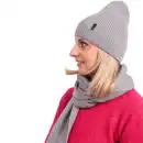 Damski komplet z wełny merino MOLTI szary - czapka i szalik