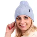 Niebieska czapka damska z wełny merino MOLTI - Ciepła i miękka