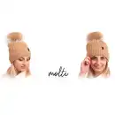 Czapka damska z wełny merino MOLTI z pomponem brązowa - Ciepła i stylowa