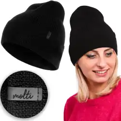 Czapka damska z wełny merino MOLTI MELINEA czarna - Ciepła i stylowa