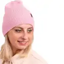 Czapka damska z wełny merino MOLTI MELINEA różowa - Miękka i ciepła
