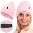 Czapka damska z wełny merino MOLTI MELINEA różowa - Miękka i ciepła