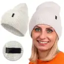 Czapka damska MOLTI szara prążkowana - Ciepła i stylowa | 55-60 cm