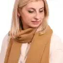 Brazowy szalik damski MOLTI SZD100 - Miekkie i cieple akcesoria
