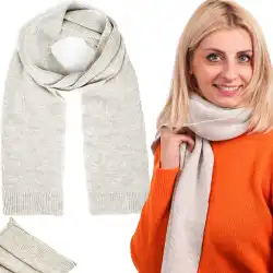 Szalik damski MOLTI SZD100 szary - Ciepły i stylowy prążkowany szal