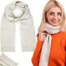 Szalik damski MOLTI SZD100 szary - Ciepły i stylowy prążkowany szal