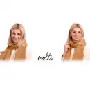 Brazowy szalik damski MOLTI SZD100 - Miekkie i cieple akcesoria
