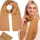 Brazowy szalik damski MOLTI SZD100 - Miekkie i cieple akcesoria