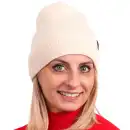 Beżowa czapka damska z wełny merino MOLTI MELINEA - Ciepła i modna