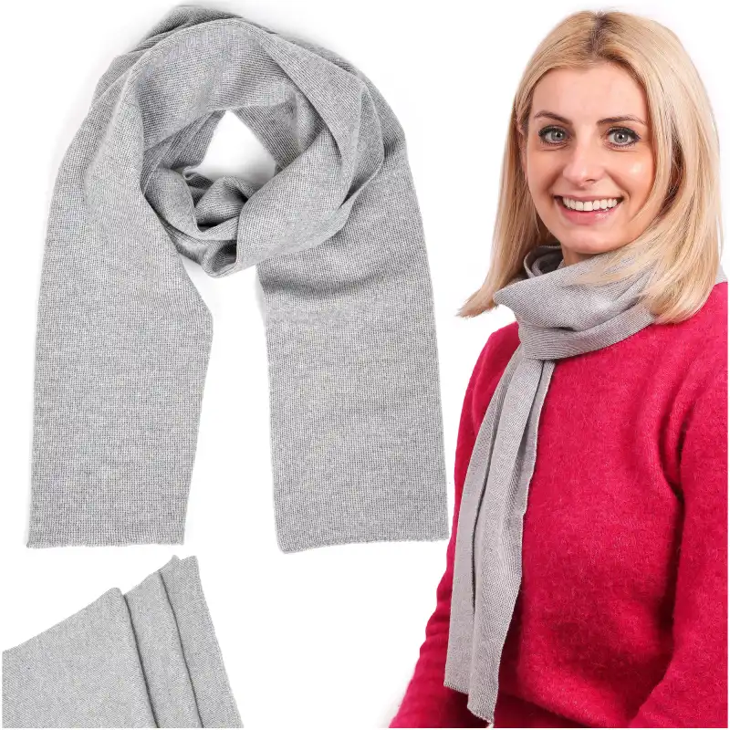 Szalik damski z wełny merino MOLTI MELINEA szary - Ciepły i stylowy