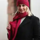 Szalik damski wełna merino MOLTI MELINEA fuksja - stylowy i ciepły