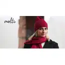 Komplet damski MOLTI MELINEA fuksja - Czapka i szal z wełny merino