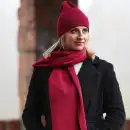Komplet damski MOLTI MELINEA fuksja - Czapka i szal z wełny merino