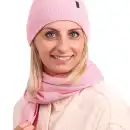 Różowy komplet damski Molti Melinea z wełny merino | Ciepły zestaw