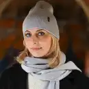 Damski komplet Molti Melinea: Czapka i szal z wełny merino - Szary