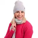 Damski komplet Molti Melinea: Czapka i szal z wełny merino - Szary