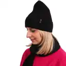 Czarny komplet damski Molti Melinea - czapka i szal z welny merino