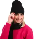 Czarny komplet damski Molti Melinea - czapka i szal z welny merino
