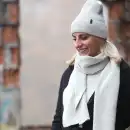 Szary komplet damski czapka i szalik MOLTI - Ciepły zestaw zimowy