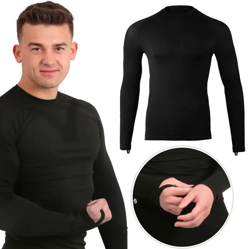 Męska bluzka termoaktywna MOLTI BL101 czarna 2XL - Bezszwowa