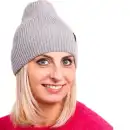 Komplet damski z wełny merino MOLTI szary - Czapka i komin