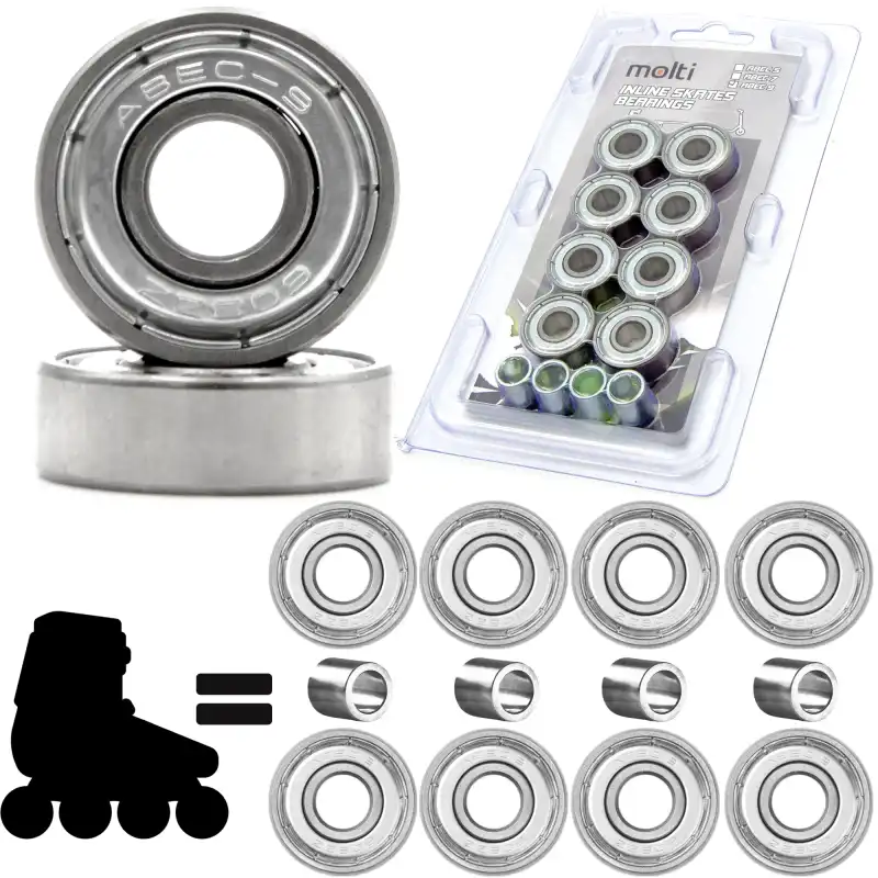 Łożyska MOLTI LCH009 ABEC-9 Chrome 8szt. do Rolek i Hulajnogi
