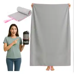 Szybkoschnący Ręcznik MOLTI Szaro-Różowy 200x180cm | Mikrofibra