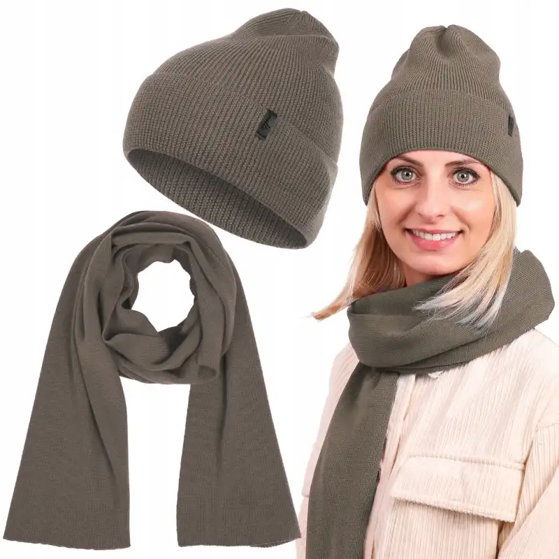 Komplet damski z wełny merino Molti Melinea Mocca - 100% Wełny