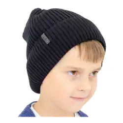 Czapka dziecięca MOLTI 100% wełny merino czarna | Rozmiar 52-54