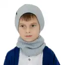 Szary komplet dziecięcy czapka i komin z wełny merino Molti 52-54
