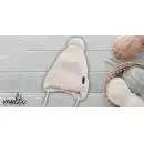 Czapka dziecięca MOLTI beżowa wełna merino z pomponem 46-48cm