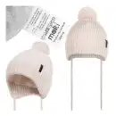Czapka dziecięca MOLTI beżowa wełna merino z pomponem 46-48cm