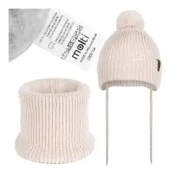 Cieply komplet dzieciecy z welny merino Molti bezowy 46-48